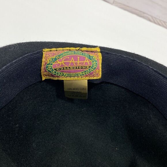 Scala Collezione Black 100% Wool Floral Detail Hat - Picture 10 of 13